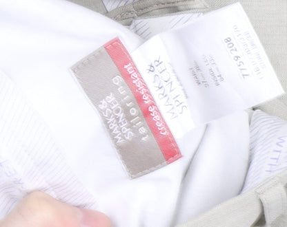 Marks and Spencer Men's Beige Linen Cotton Dress Pants 34W 32L Regular Fit