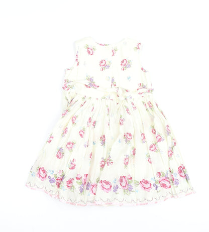 Monsoon Girls Ivory Floral A-Line Party Dress 7 Years