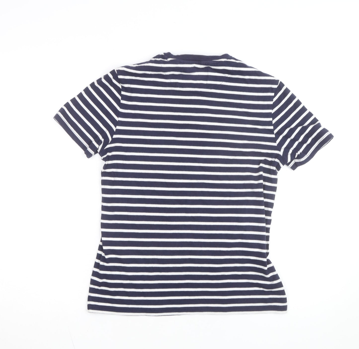 Lyle & Scott Men's Navy White Striped Cotton Crew Neck T-Shirt Size L