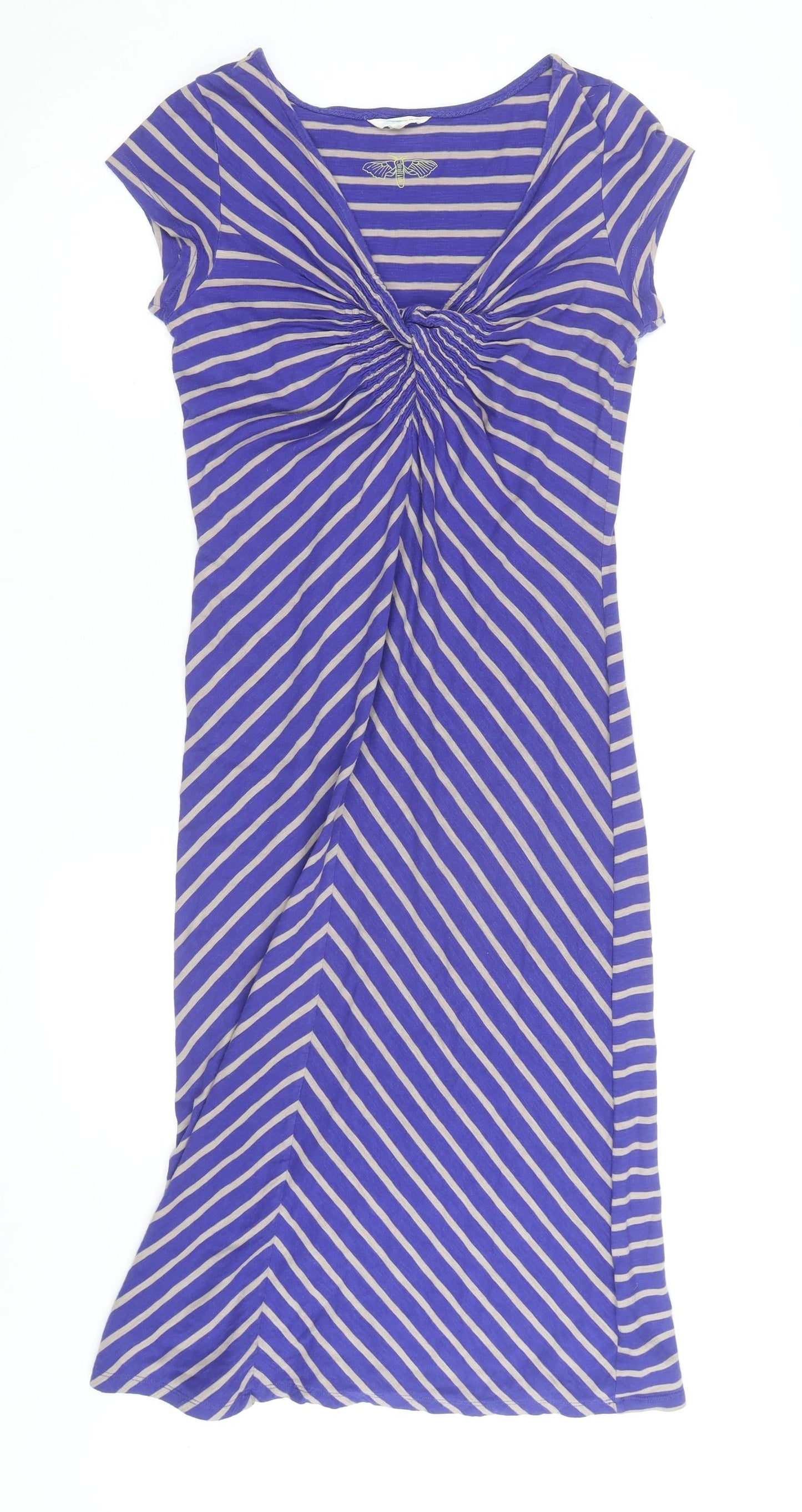 White Stuff Women's Blue Striped Jersey A-Line Dress XL