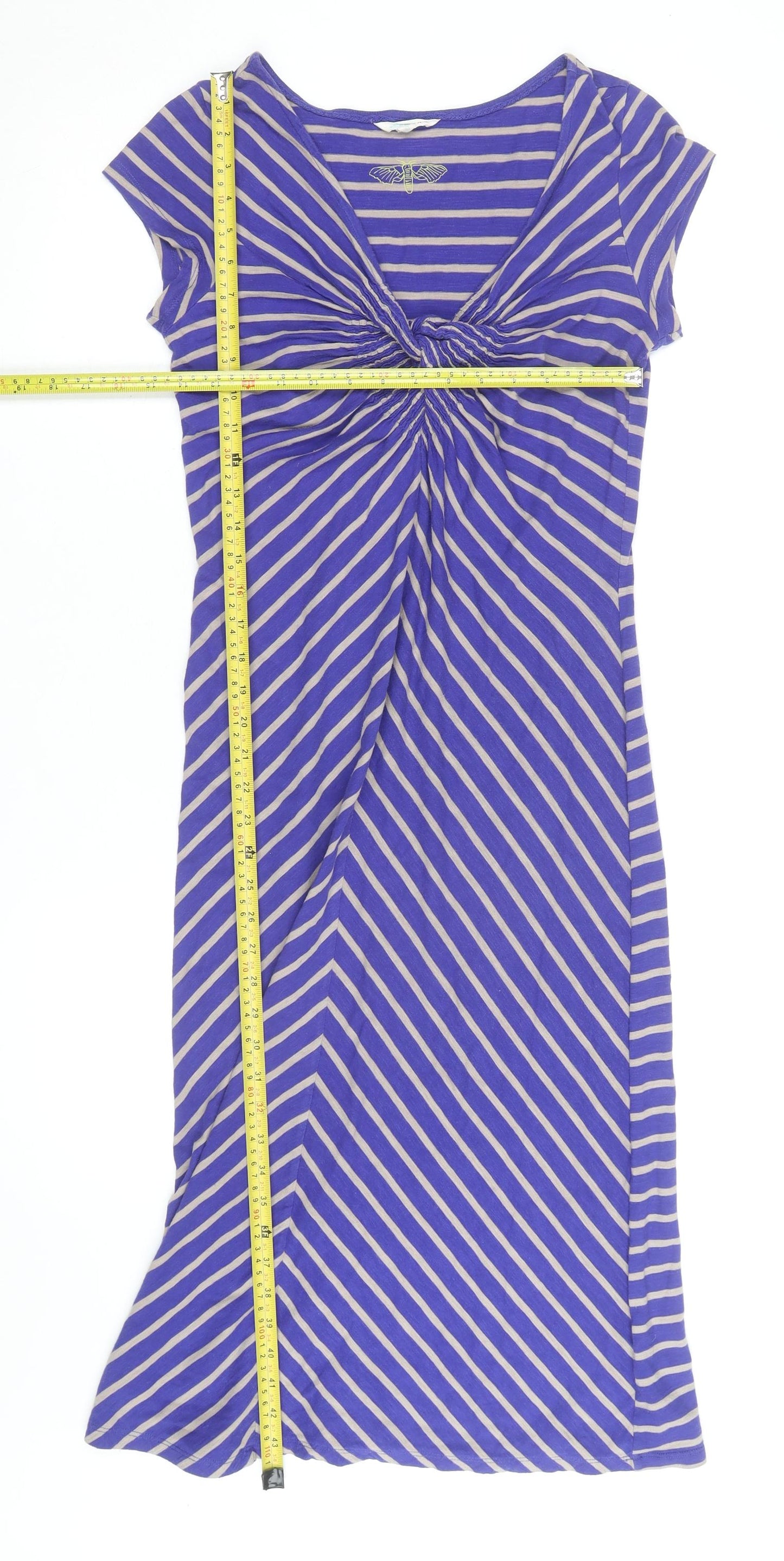 White Stuff Women's Blue Striped Jersey A-Line Dress XL