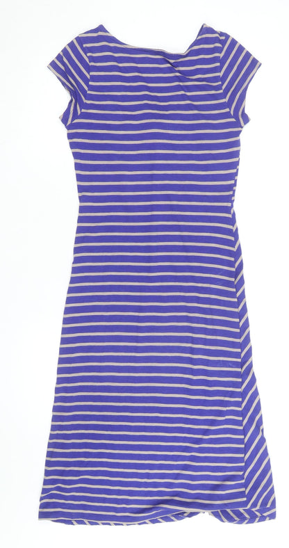 White Stuff Women's Blue Striped Jersey A-Line Dress XL