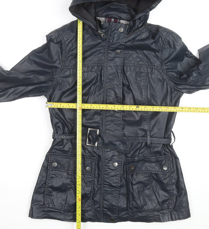 Marks and Spencer Women's Navy Hooded Belted Mid-Length Jacket UK 12