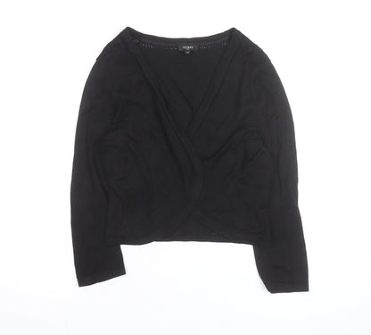 Hobbs Women Black Size 12 Wrap Knit Cotton Jumper
