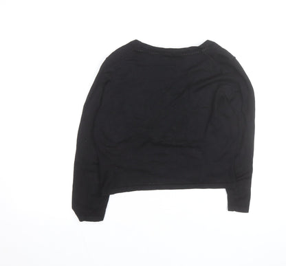 Hobbs Women Black Size 12 Wrap Knit Cotton Jumper