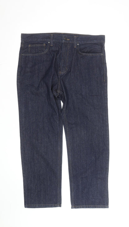 Marks and Spencer Men's Blue Regular Fit Straight Jeans 36W 29L