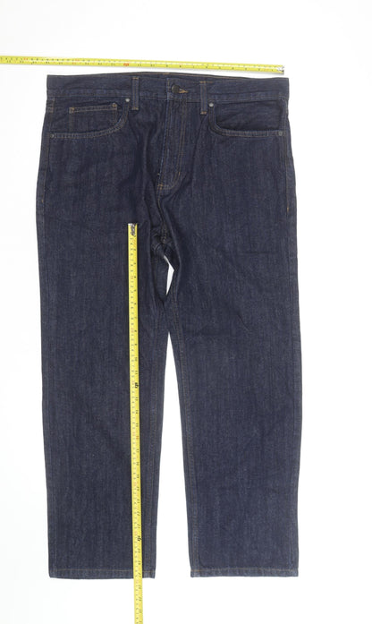 Marks and Spencer Men's Blue Regular Fit Straight Jeans 36W 29L
