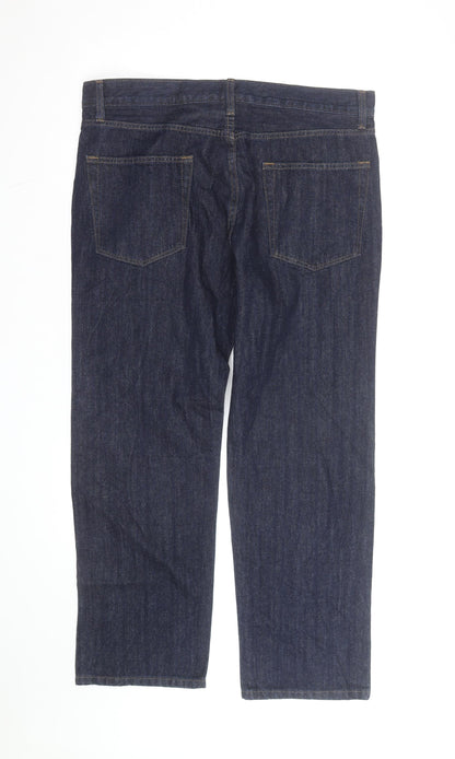 Marks and Spencer Men's Blue Regular Fit Straight Jeans 36W 29L
