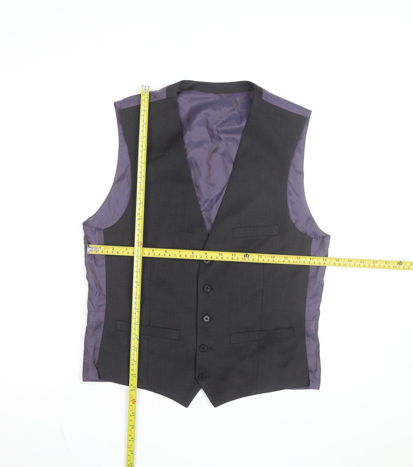 Next Men's Black Formal Wool Blend Waistcoat Size 42 Regular