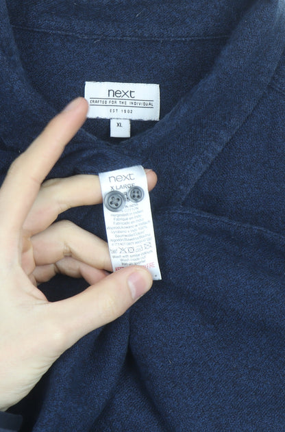 Next Men's Blue Flannel Button-Up Shirt XL Regular Fit