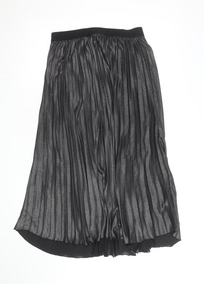 H&M Women’s Black Pleated Midi Skirt Size 14 Elastic Waist