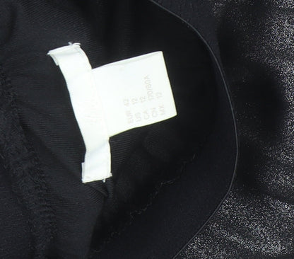 H&M Women’s Black Pleated Midi Skirt Size 14 Elastic Waist