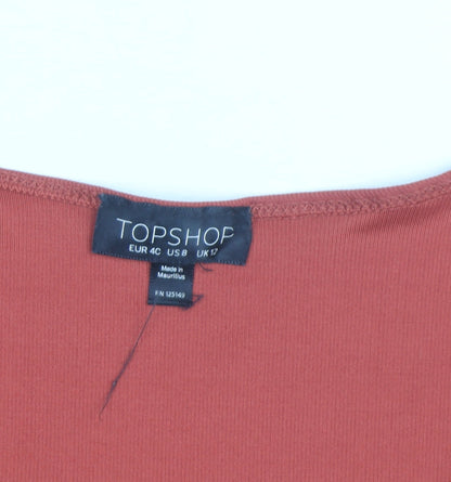 Topshop Women's Orange Long Sleeve Twist Front Bodysuit Size 12