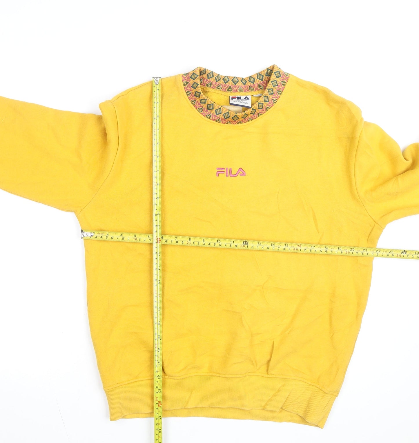 Fila Men's Yellow Retro Pullover Sweatshirt Small
