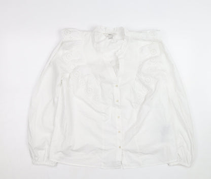 Marks and Spencer Women’s Ivory Ruffle Cotton Blouse Size 10