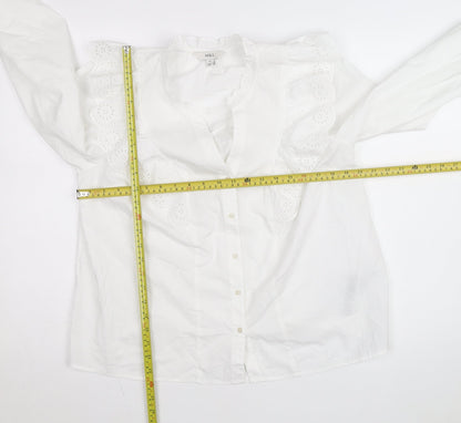 Marks and Spencer Women’s Ivory Ruffle Cotton Blouse Size 10