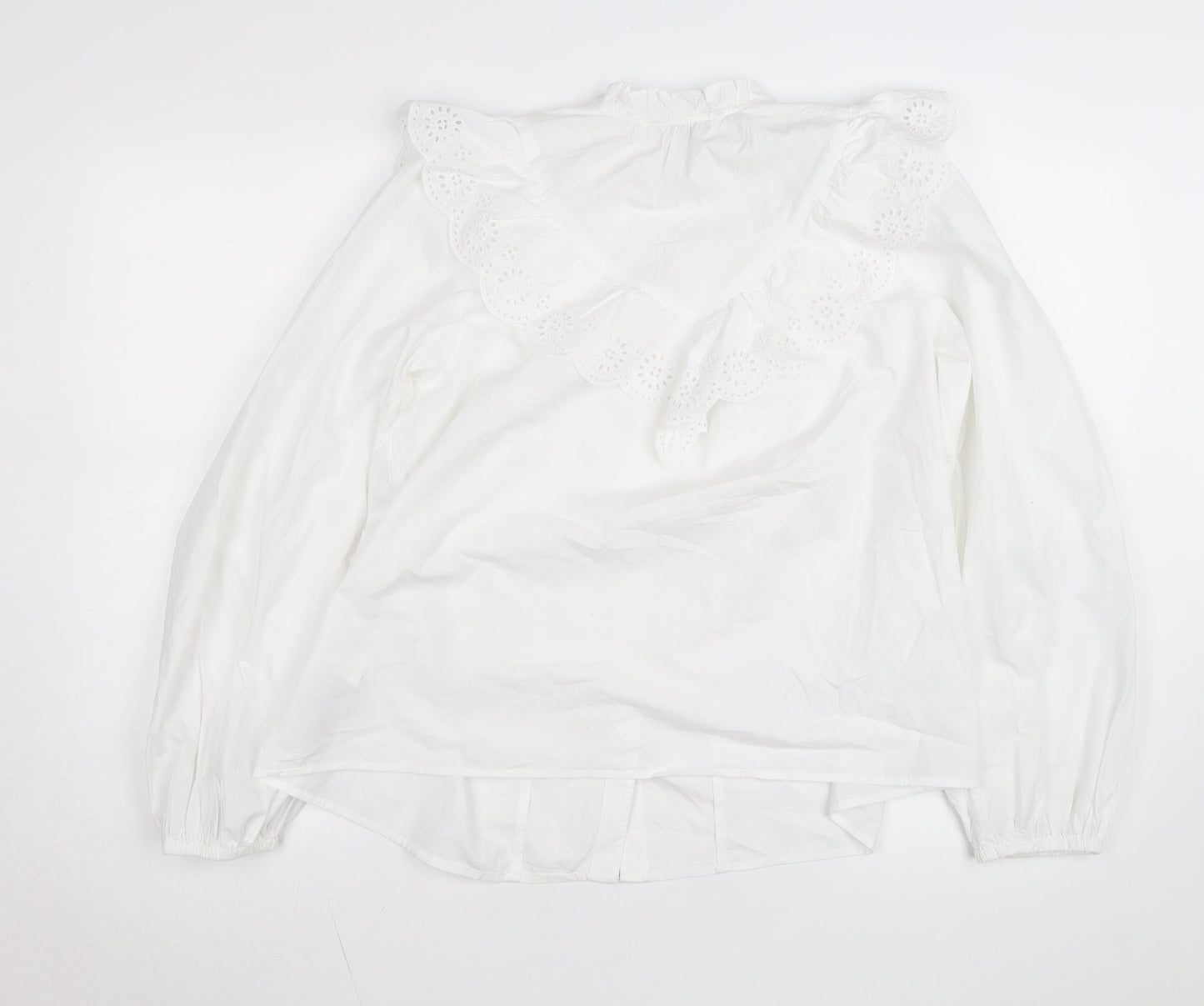 Marks and Spencer Women’s Ivory Ruffle Cotton Blouse Size 10