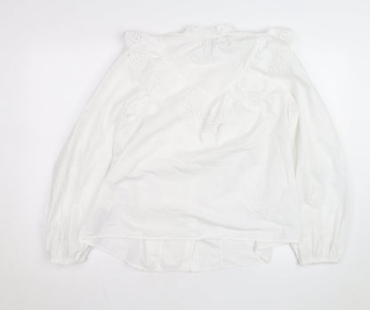 Marks and Spencer Women’s Ivory Ruffle Cotton Blouse Size 10