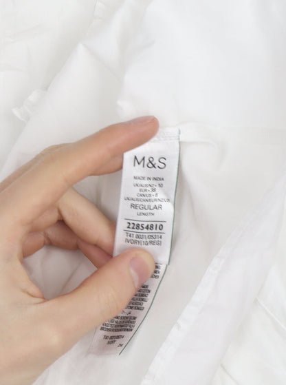 Marks and Spencer Women’s Ivory Ruffle Cotton Blouse Size 10
