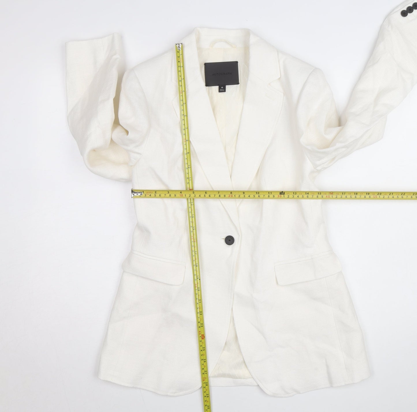 Marks and Spencer Women’s Ivory Linen Blend Blazer Size 10