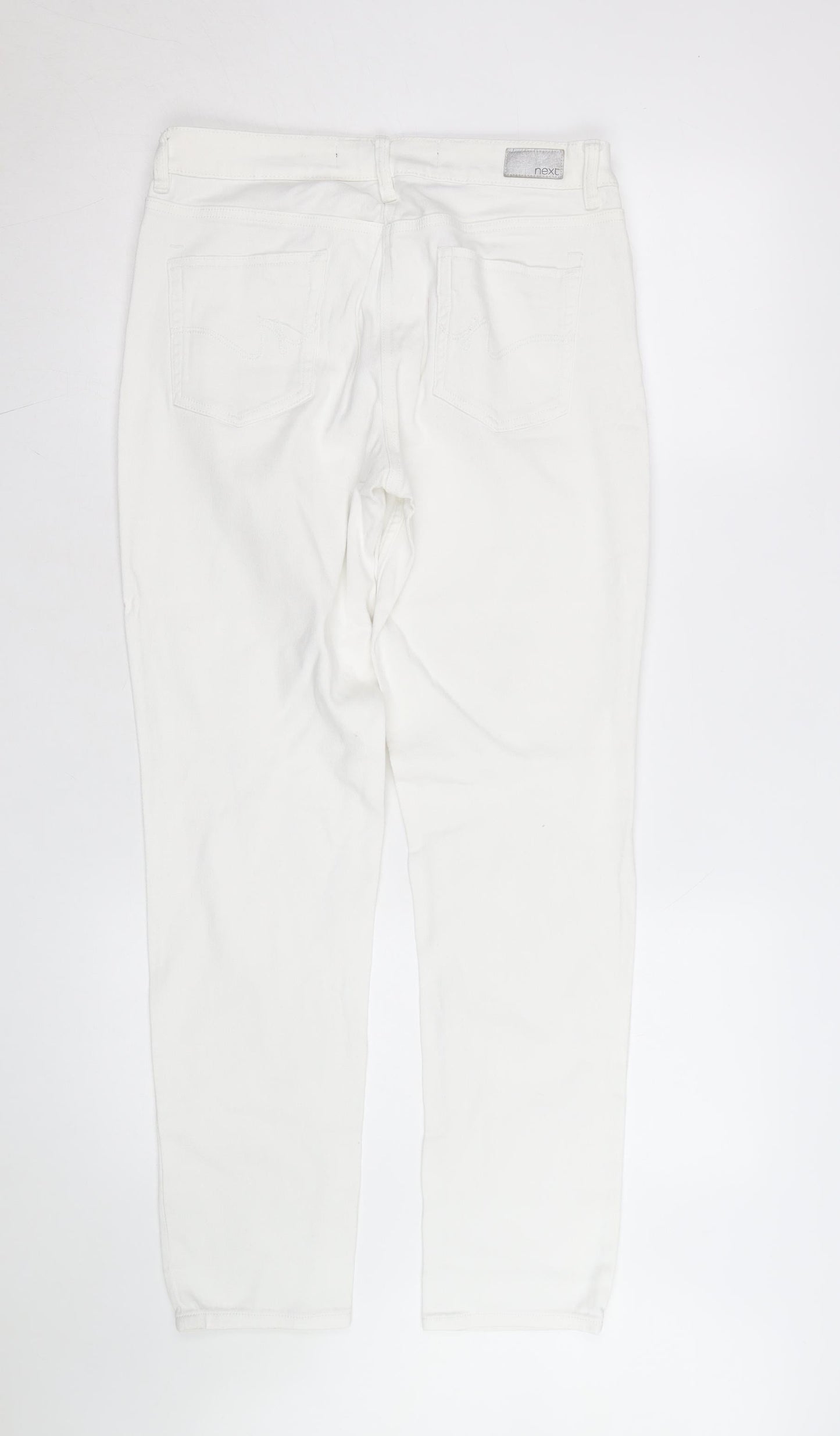 Next Women’s White Relaxed Skinny Jeans Size 10R Distressed Denim