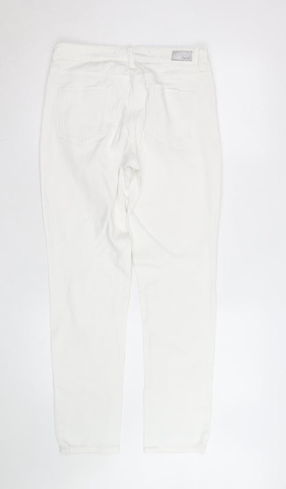 Next Women’s White Relaxed Skinny Jeans Size 10R Distressed Denim