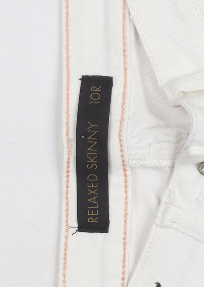 Next Women’s White Relaxed Skinny Jeans Size 10R Distressed Denim