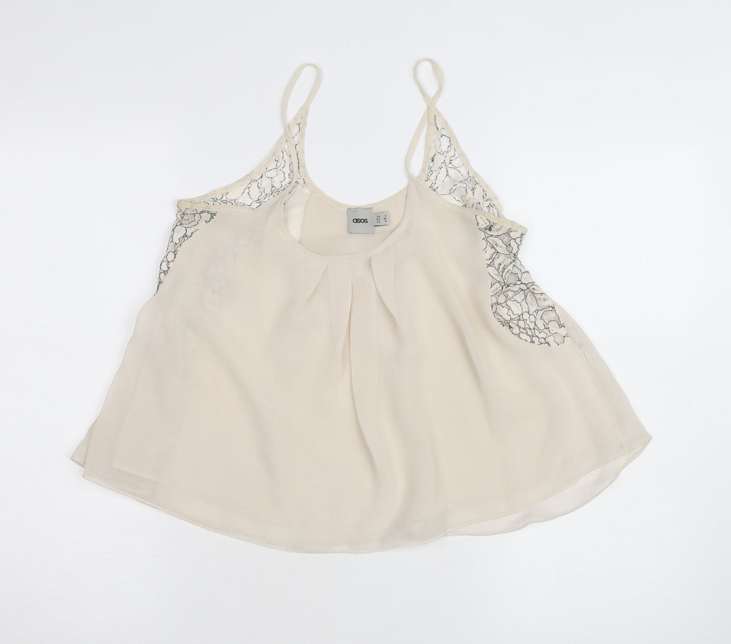 ASOS Women Ivory Lace Camisole Tank Top Size 8 Chiffon Sleeveless