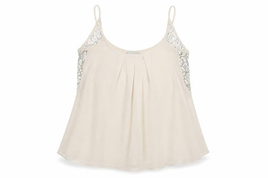 ASOS Women Ivory Lace Camisole Tank Top Size 8 Chiffon Sleeveless
