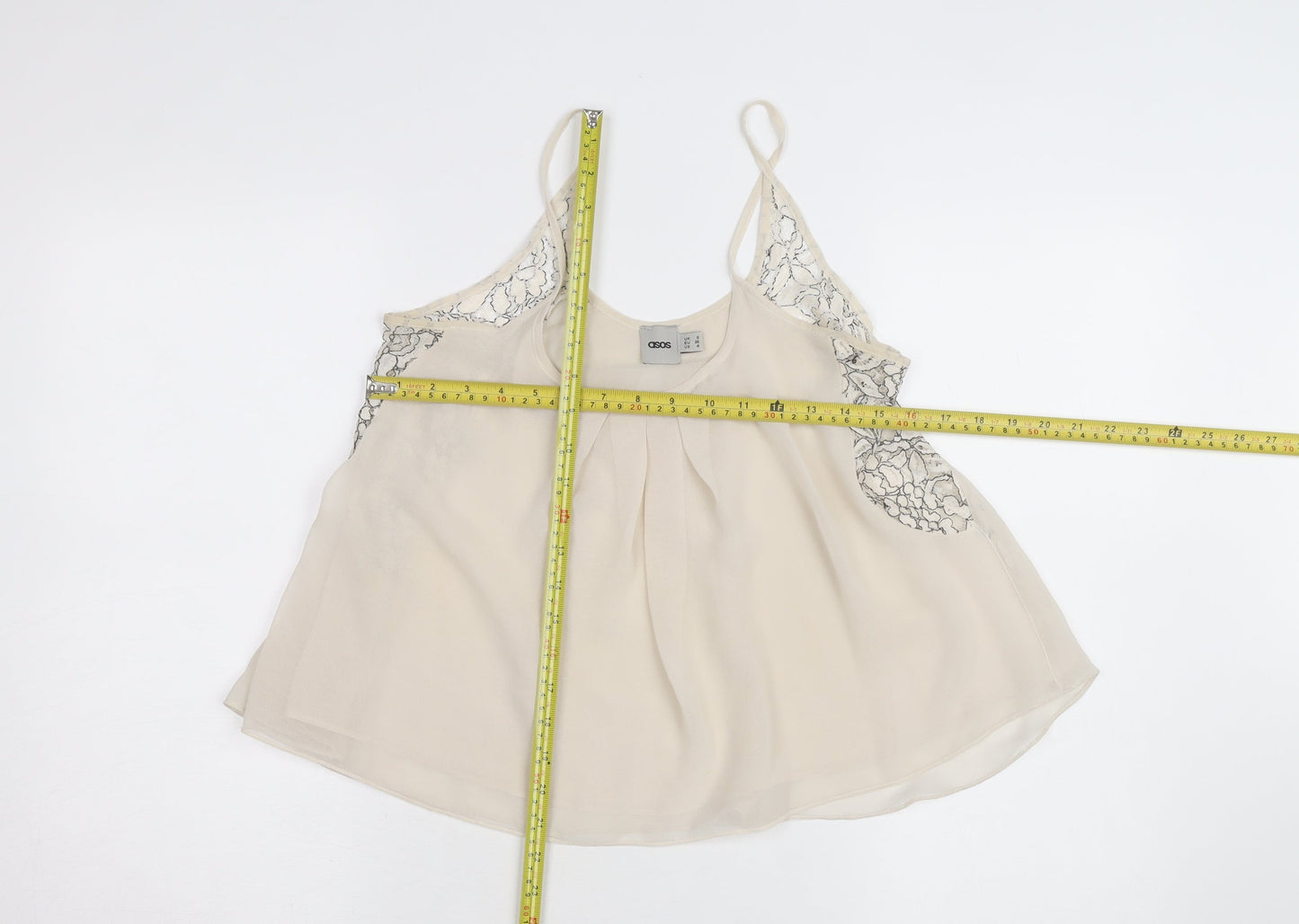 ASOS Women Ivory Lace Camisole Tank Top Size 8 Chiffon Sleeveless