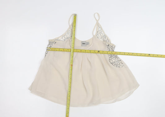 ASOS Women Ivory Lace Camisole Tank Top Size 8 Chiffon Sleeveless