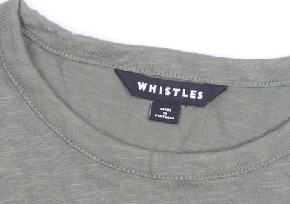 Whistles Womens Green Long Sleeve Ruched Cotton T-Shirt Size S
