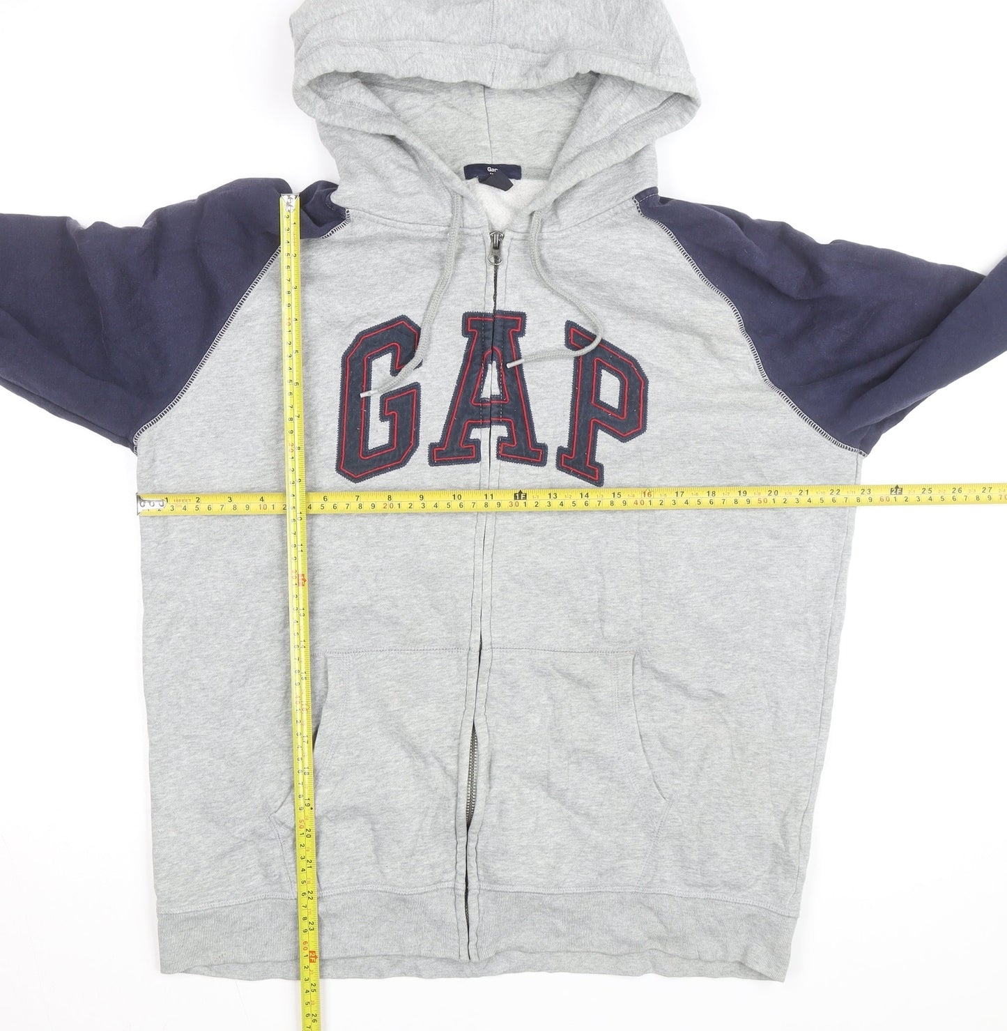 GAP Men's Grey Full Zip Hoodie L Logo Fleece Sweatshirt