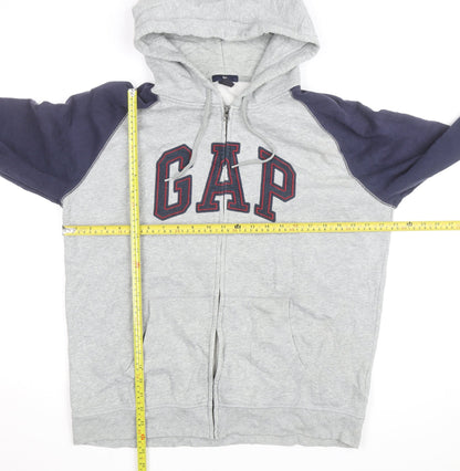 GAP Men's Grey Full Zip Hoodie L Logo Fleece Sweatshirt