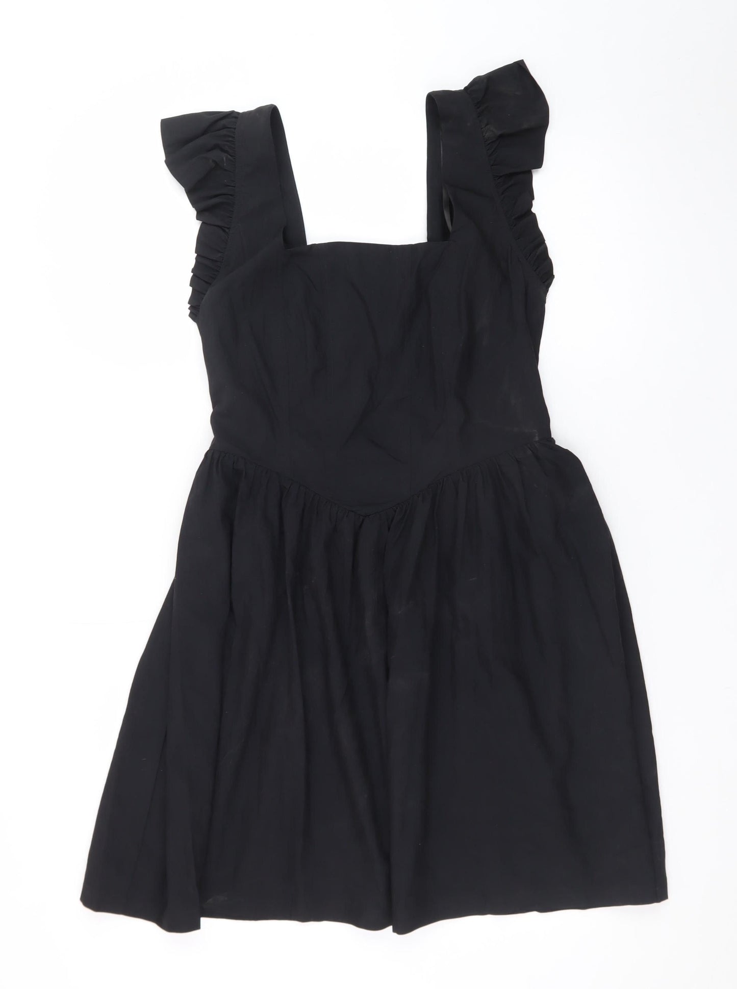 Marks and Spencer Women’s Black Skater Dress Size 10 Ruffle Sleeveless