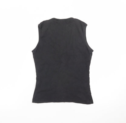 Roxy Womens Black Sleeveless V-Neck Tank Top Size M Cotton Surf Style