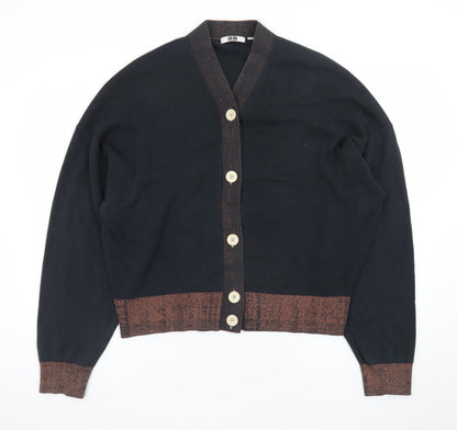 Uniqlo Women's Black Cotton V-Neck Cardigan XL