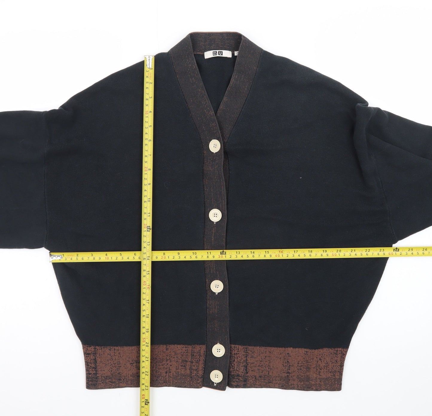 Uniqlo Women's Black Cotton V-Neck Cardigan XL