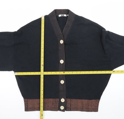 Uniqlo Women's Black Cotton V-Neck Cardigan XL
