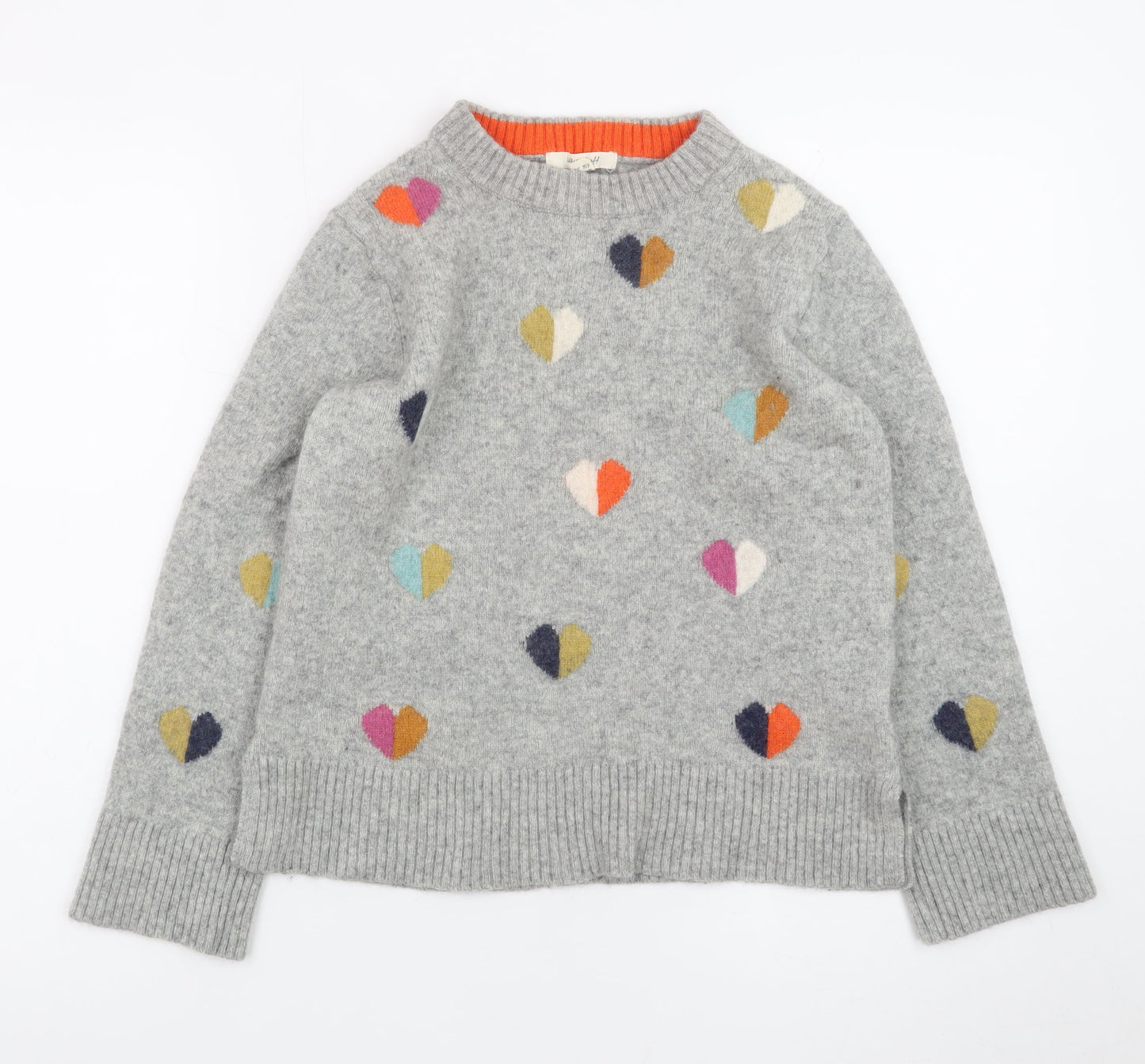 White Stuff Women's Grey Heart Wool Blend Crew Neck Jumper UK 10
