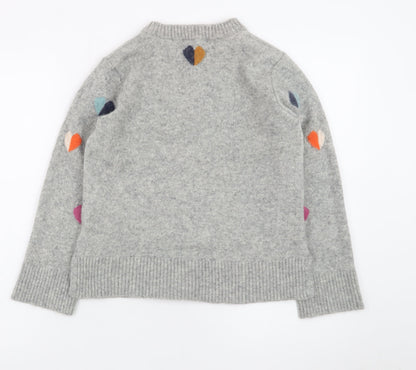 White Stuff Women's Grey Heart Wool Blend Crew Neck Jumper UK 10