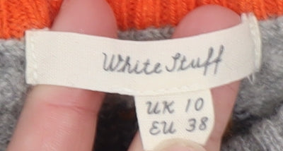 White Stuff Women's Grey Heart Wool Blend Crew Neck Jumper UK 10