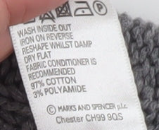 Marks and Spencer Women Grey Size 12 Cable-Knit V-Neck Jumper