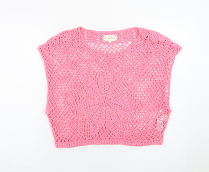 New Look Women’s Pink Crochet Sleeveless Pullover Jumper M