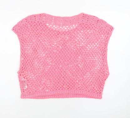 New Look Women’s Pink Crochet Sleeveless Pullover Jumper M