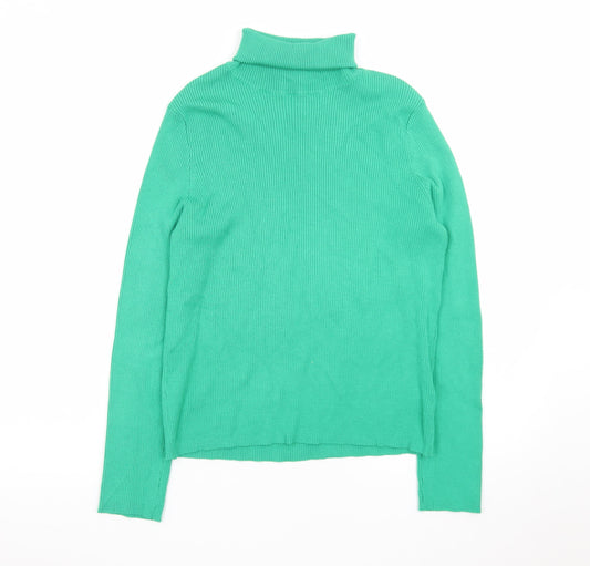 H&M Divided Women's Green Roll Neck Slim Fit Knit Jumper Size 14