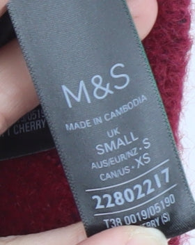 Marks and Spencer Women's Red Wool Blend Crew Neck Pullover Jumper Size S