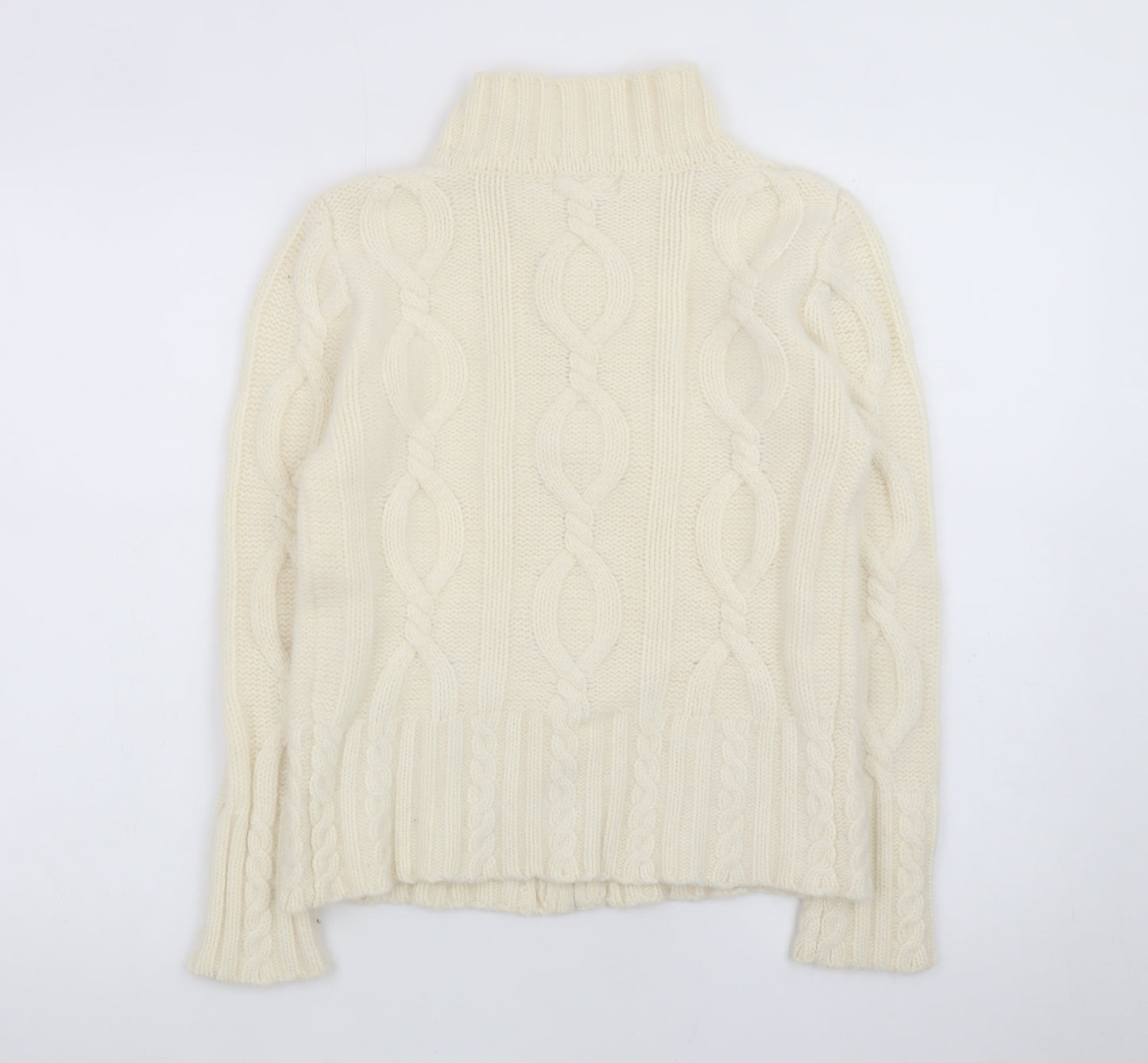 Kaliko Women Ivory Wool Angora Cable Knit Full Zip Jumper Size 10