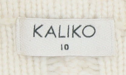 Kaliko Women Ivory Wool Angora Cable Knit Full Zip Jumper Size 10