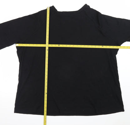 Capsule Womens Black Relaxed Fit Cotton Blend Short Sleeve T-Shirt Size 32